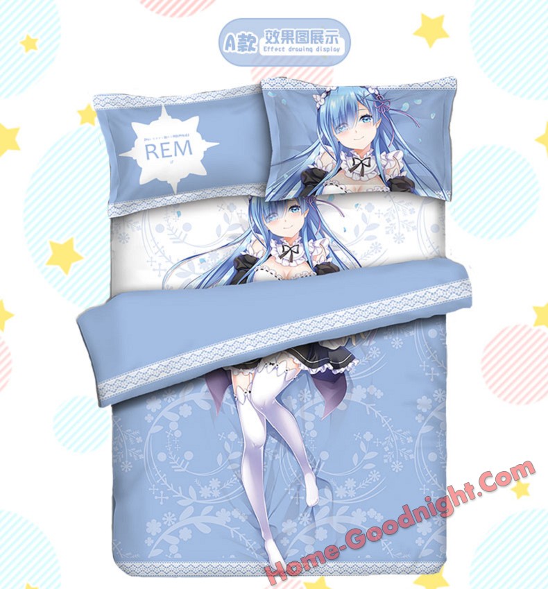 Rem - Re Zero Japanese Anime Bed Blanket Duvet Cover with Pillow Covers